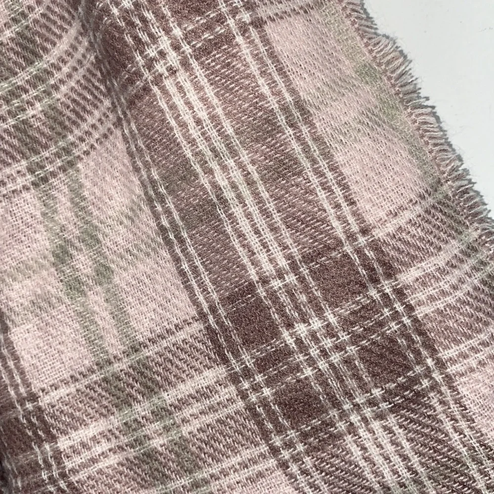 Plaid leopard scarf big‎ soft warm fringe NEW